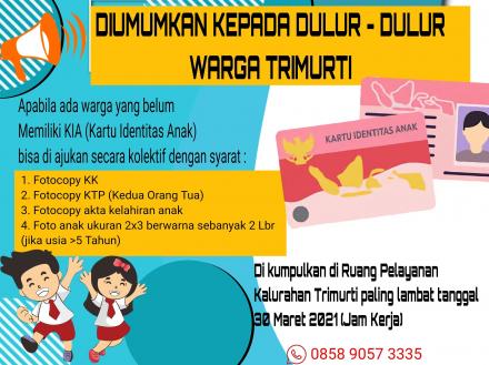 PEMBUATAN KIA (KARTU IDENTITAS ANAK) SECARA KOLEKTIF